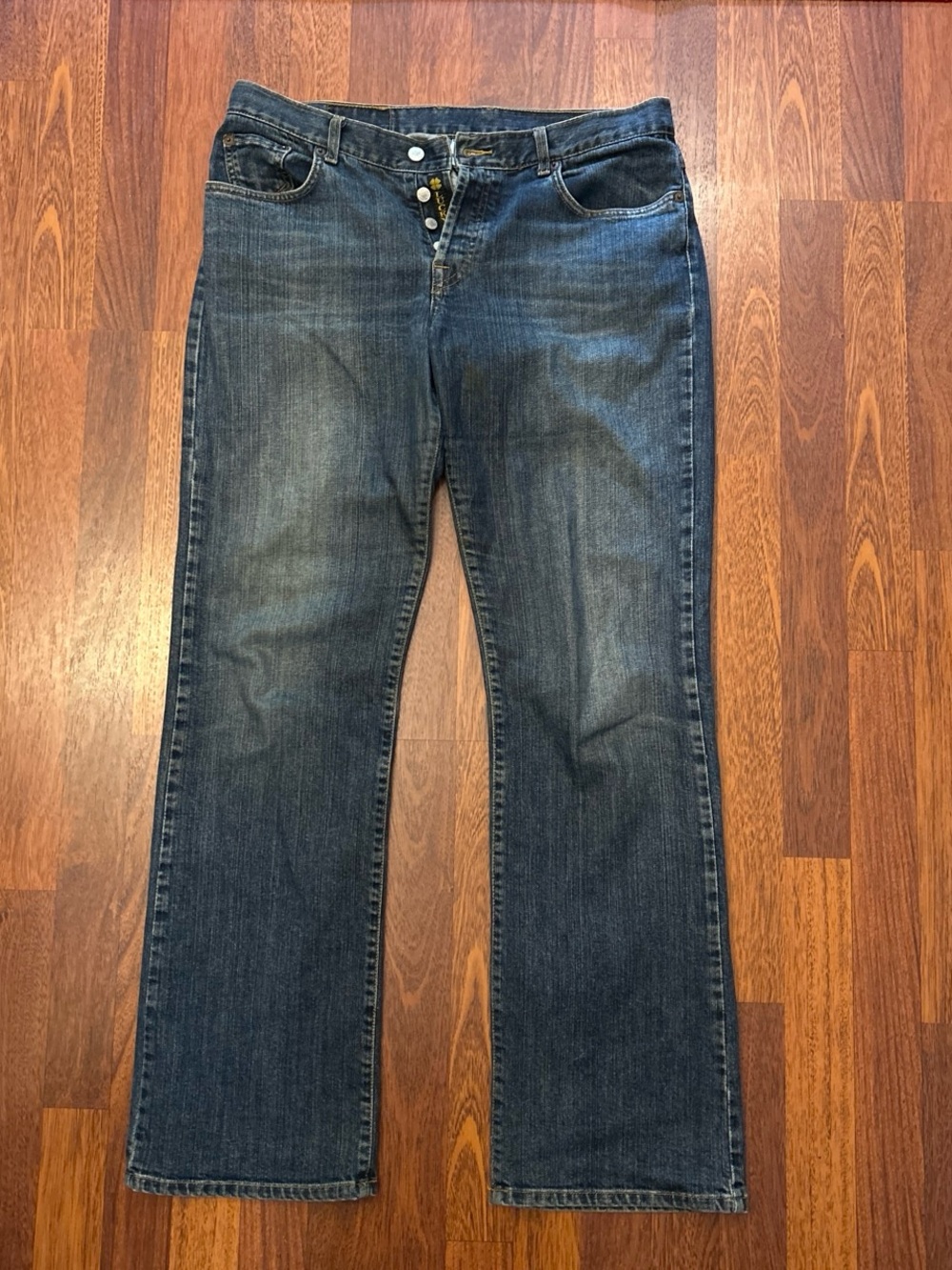 Vintage Lucky Brand Dungarees by Gene Montesano Flare Denim Jeans Size 12 31